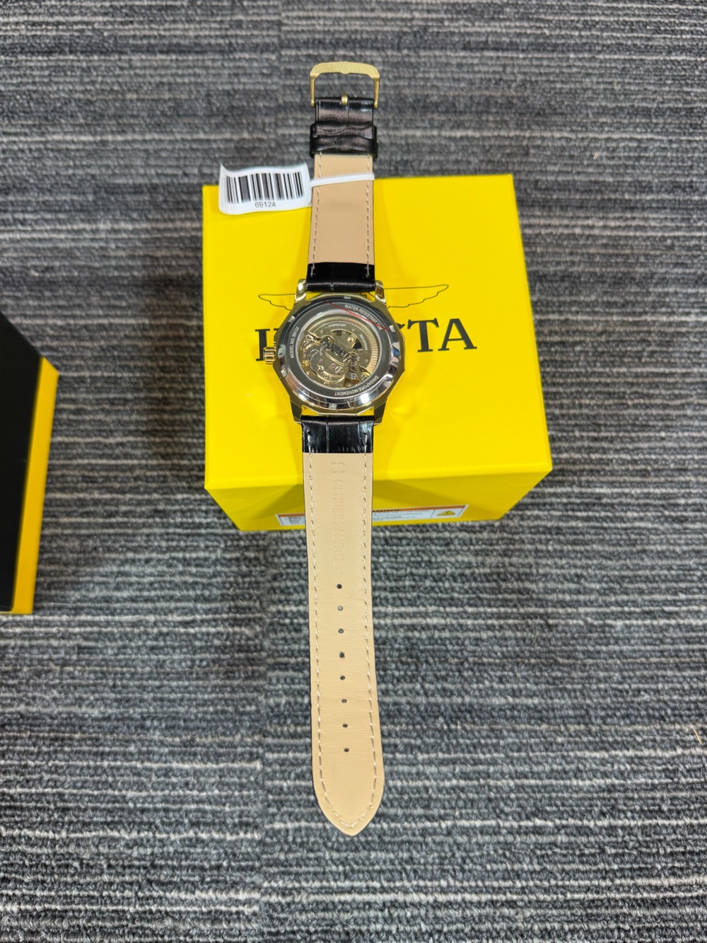 Invicta Objet D Art Epigraph Automatic Gold Skeleton Dial Watch Black Strap New - Picture 8 of 11